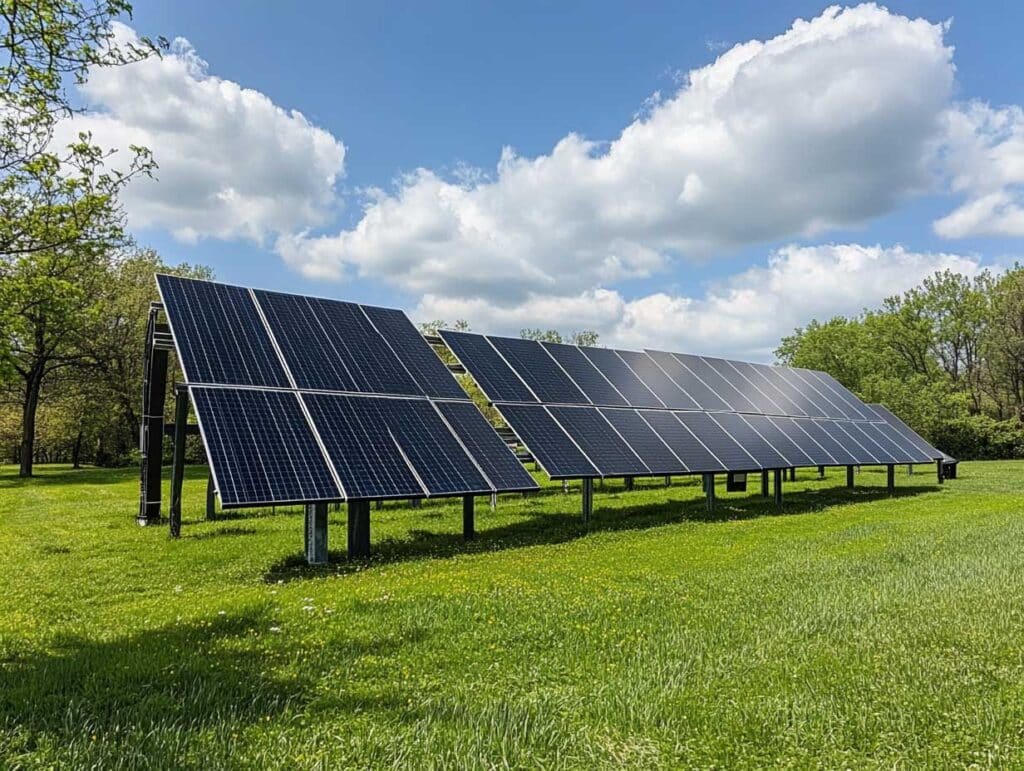 Grande ferme solaire avec des panneaux photovoltaïques