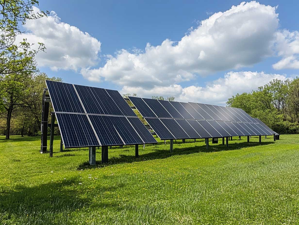 Grande ferme solaire avec des panneaux photovoltaïques