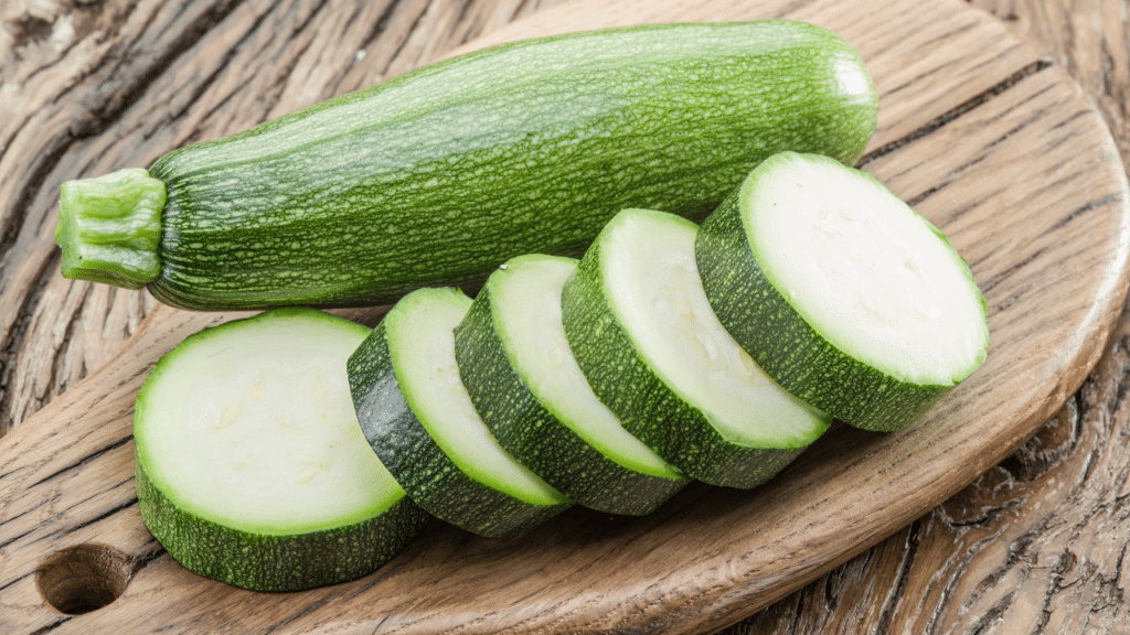 Des courgettes fraîches sur fond blanc
