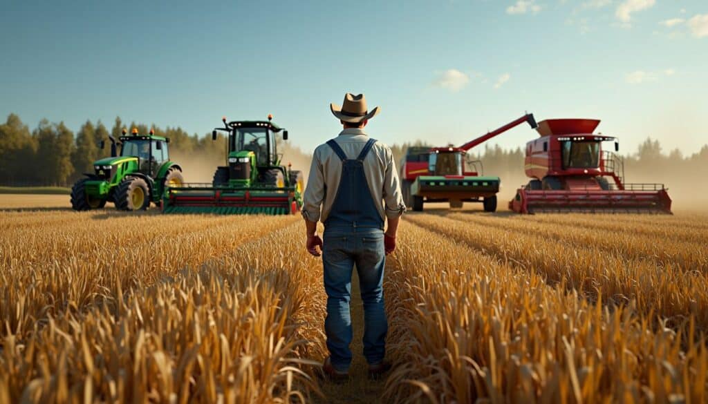 Tracteur agricole moderne dans un champ français