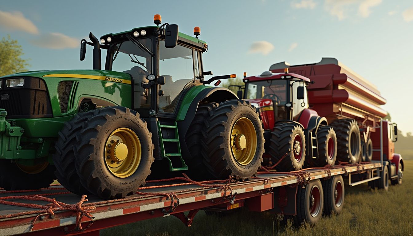 Scène agricole française avec équipement et paysage
