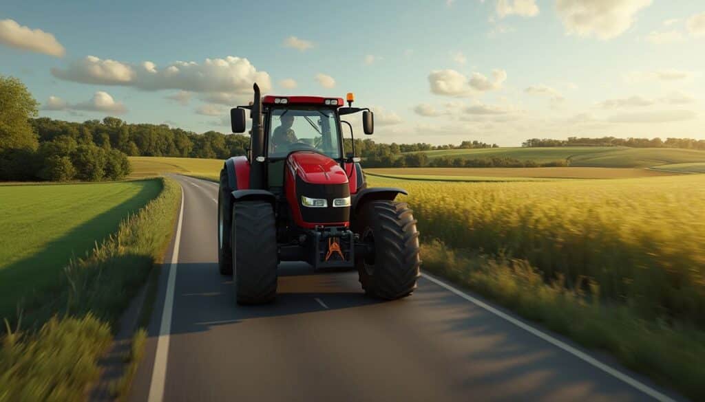 Machinerie agricole moderne dans un champ français