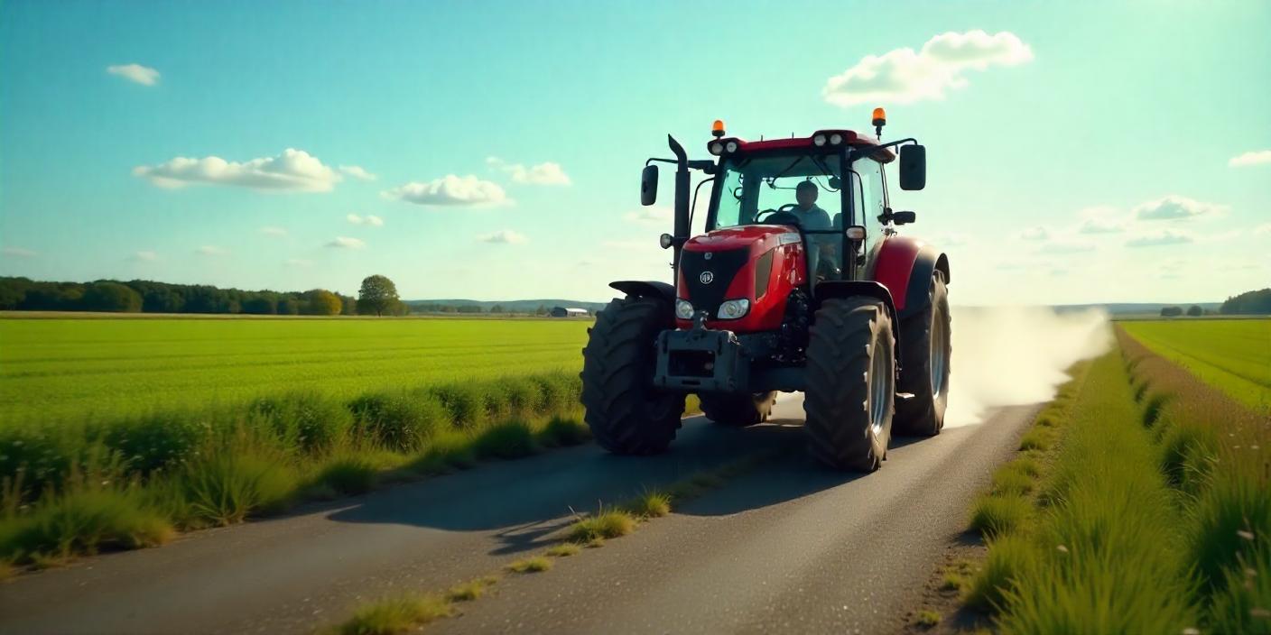 Un tracteur sur la route