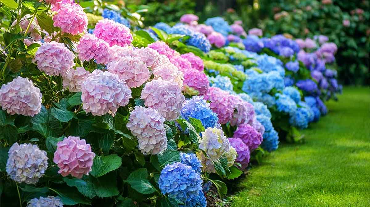 un massif d'hortensia