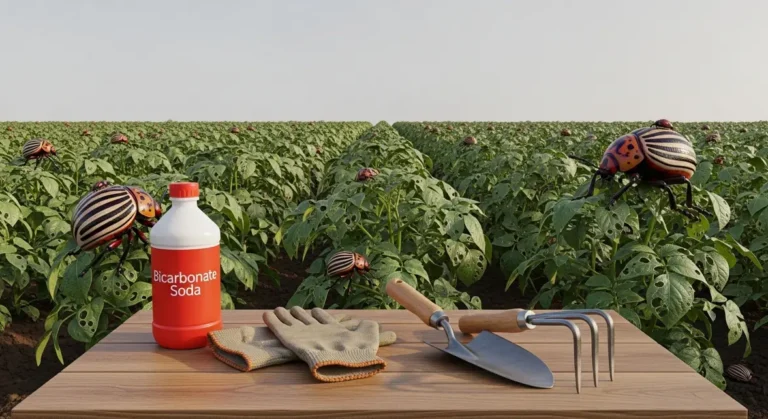 champ de pommes de terre infesté doryphore et bicarbonate