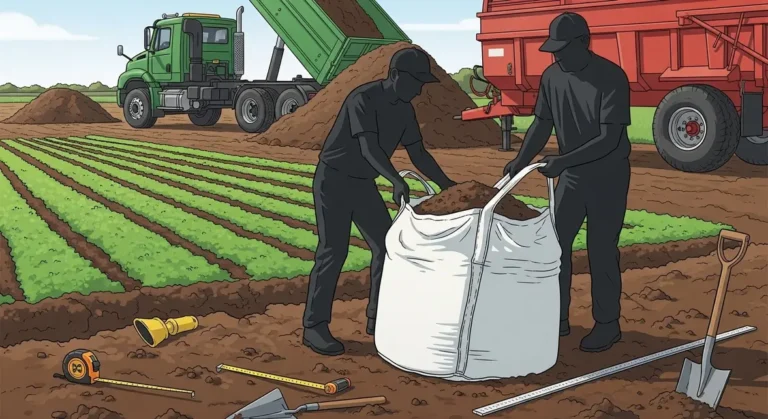chantier agricole big bag terre outils mesure