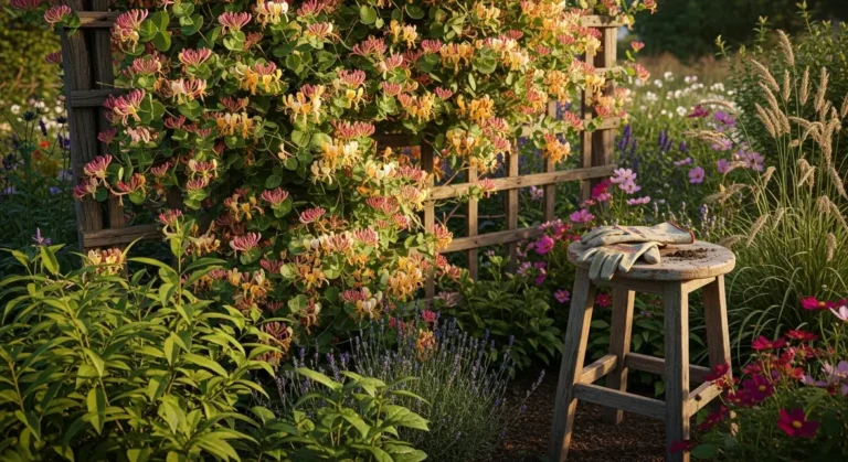 chevrefeuille floraison treille cloture jardin rural