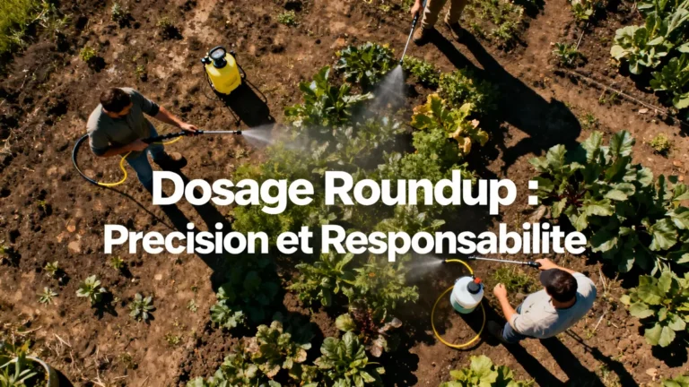 plan vegetal stylise avec outils dosage roundup