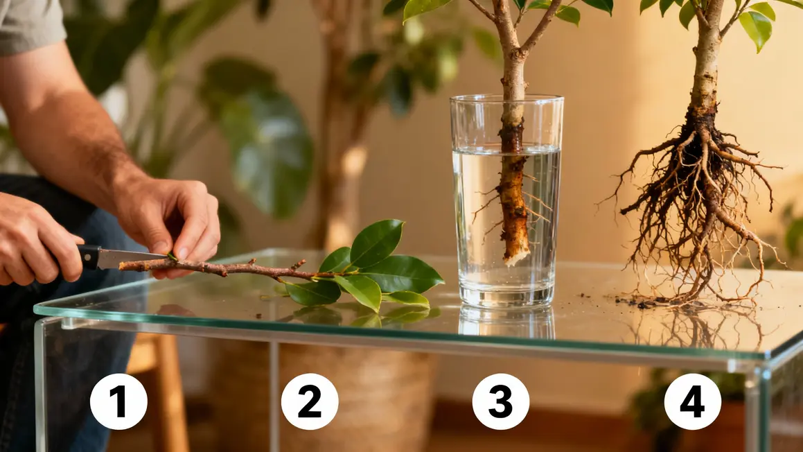 Etapes schema bouturage chevrefeuille dans eau