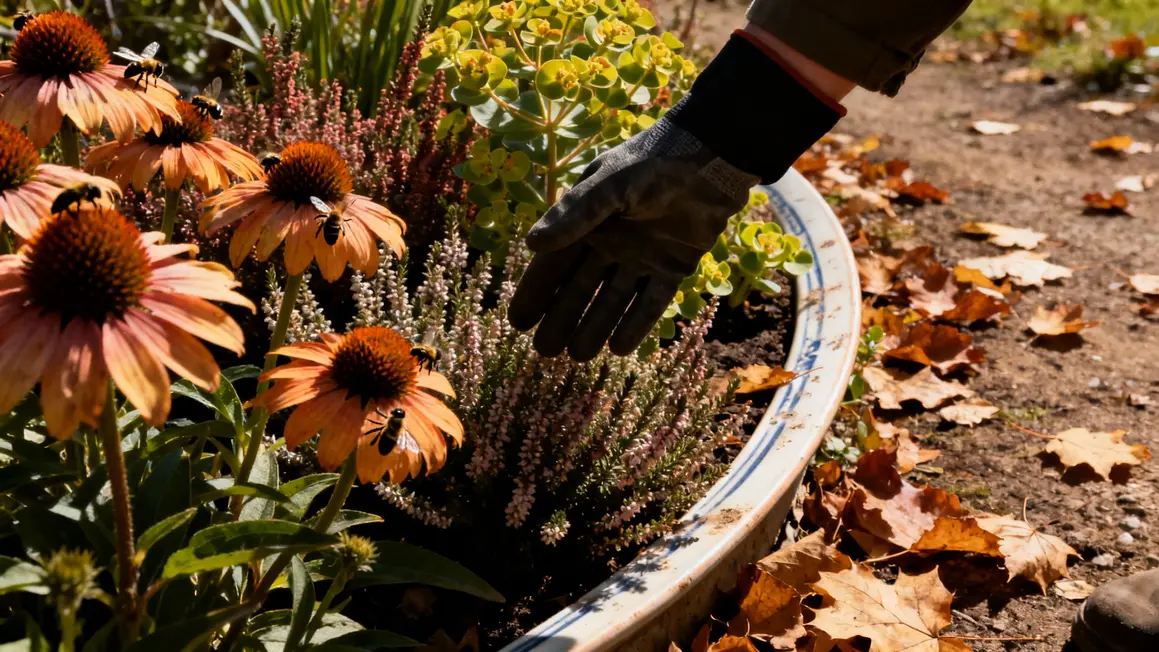 Echinacee erica euphorbe pollinisateurs fleurs en E automne