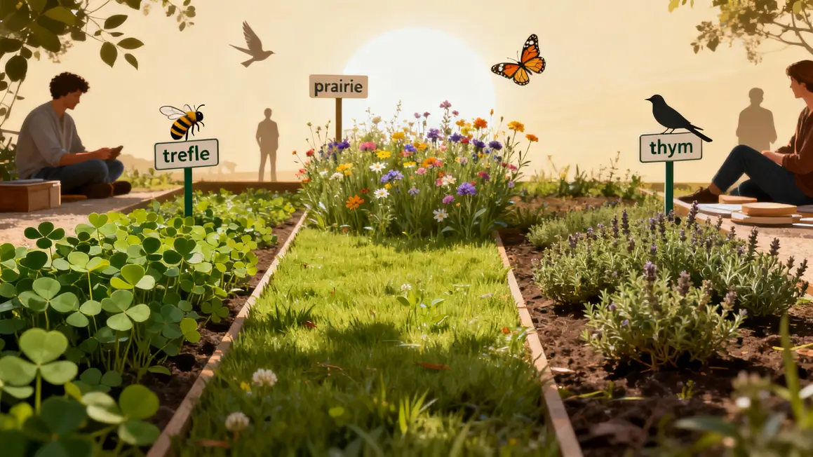 alternatives durables gazon anglais trefle prairie thym