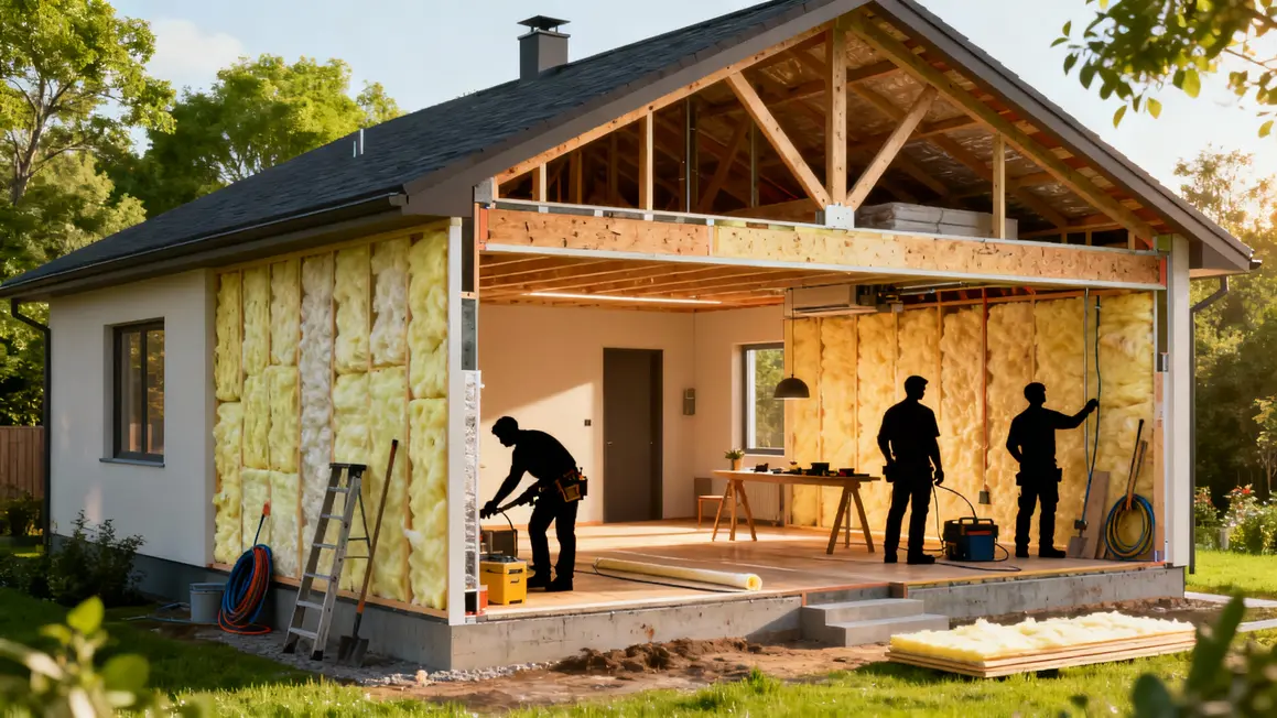 Vue coupe maison moderne solutions isolation murs toiture sols
