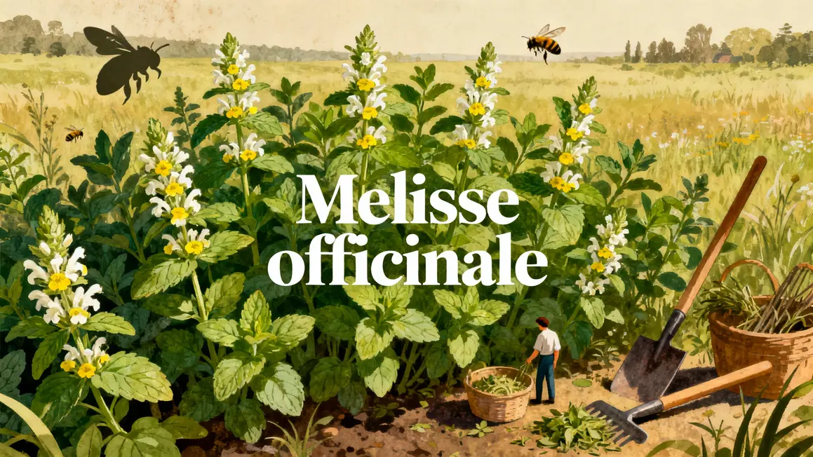 illustration melisse officinale champ naturel identification