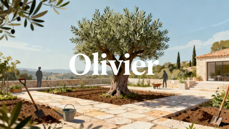 Illustration olivier jardin moderne terrasse