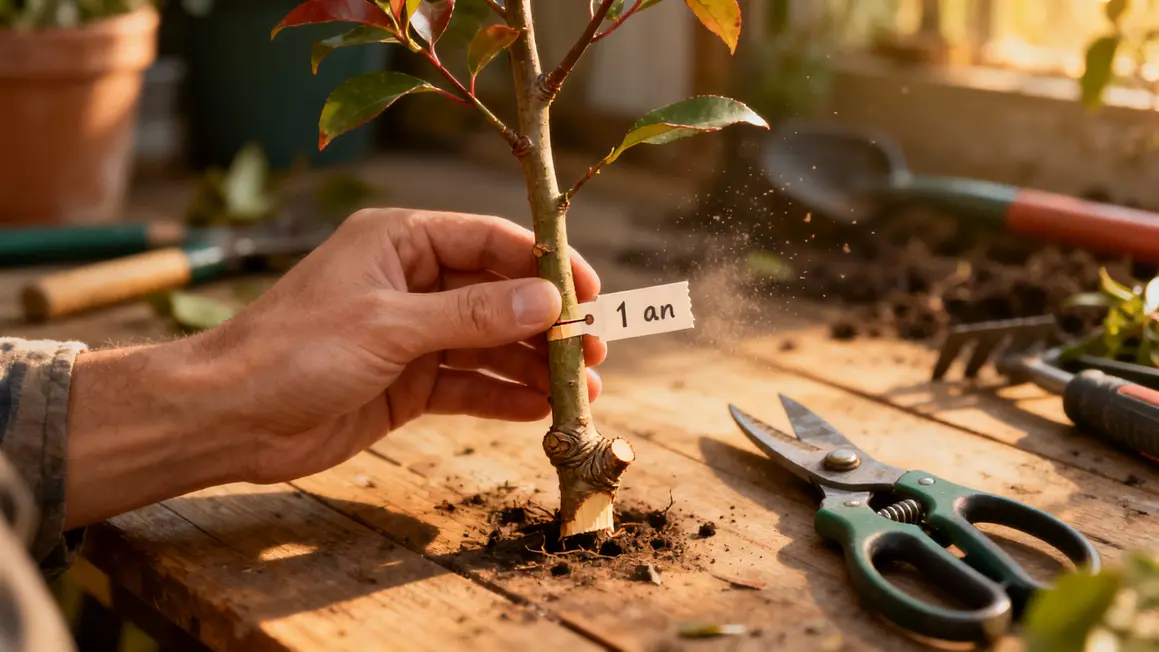 photinia tige semi-aoutee coupe biseau atelier jardin