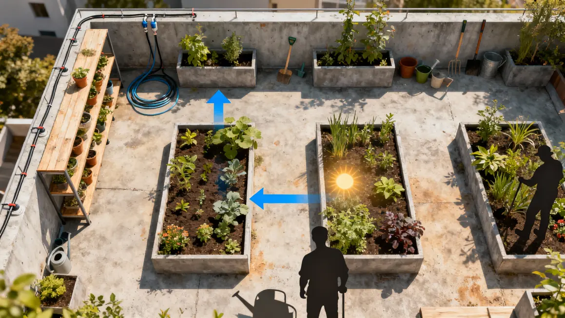 structurer jardinage urbain terrasse bac goutte-a-goutte