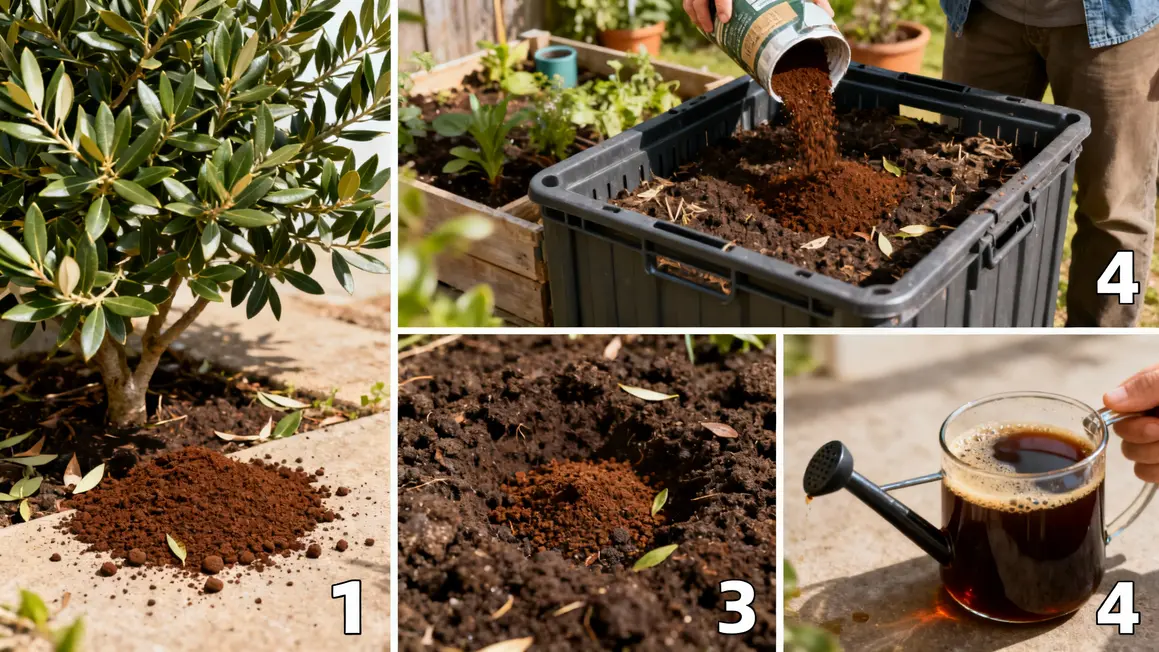 utilisations marc de cafe laurier rose compost
