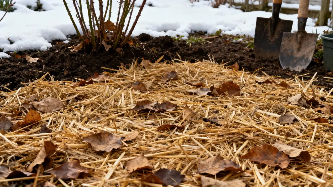 paillage feuilles mortes paille massif neige