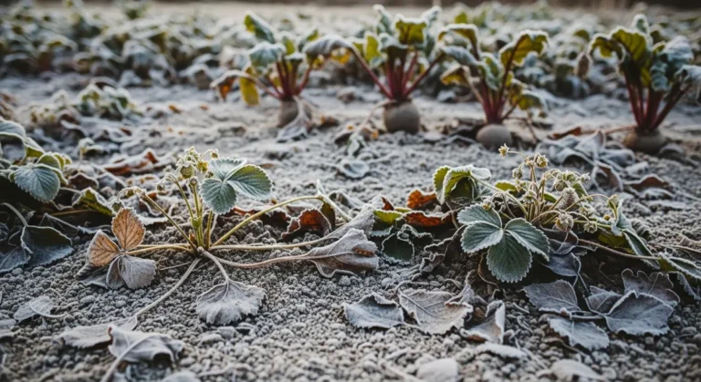 potager hiver betterave fraisier sous feuilles mortes