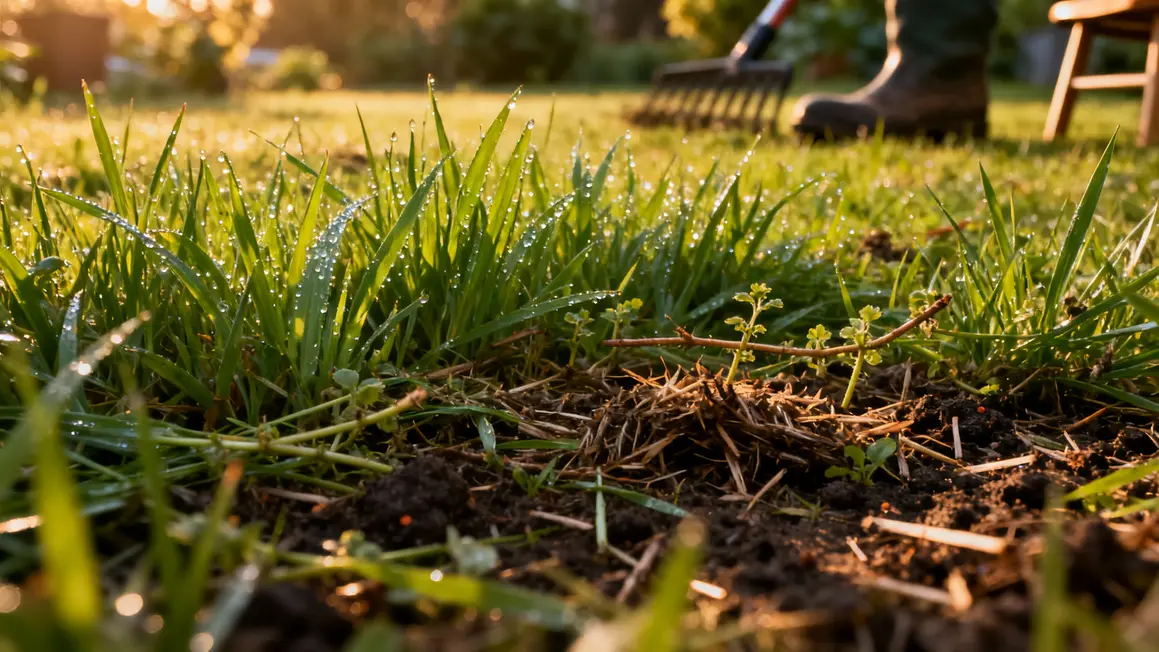 herbe tondue paillis mauvaises herbes automne