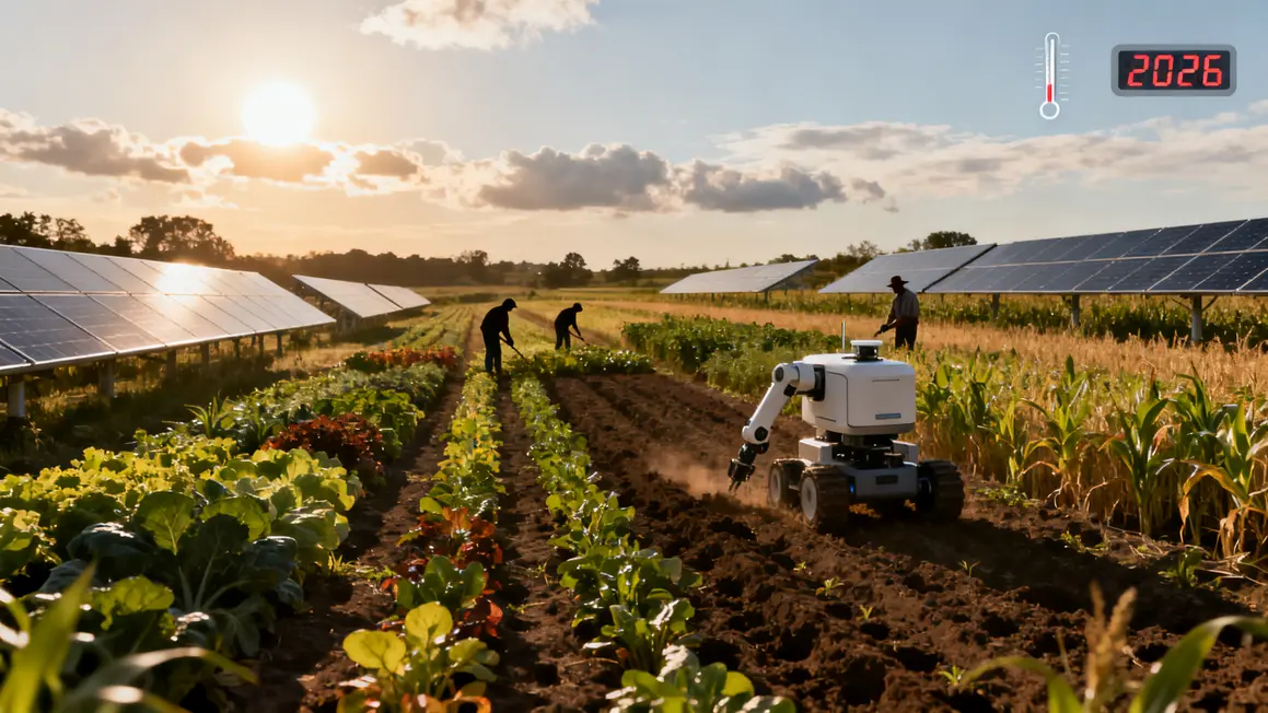 Scène agriculture 2026 robots technologies climatiques