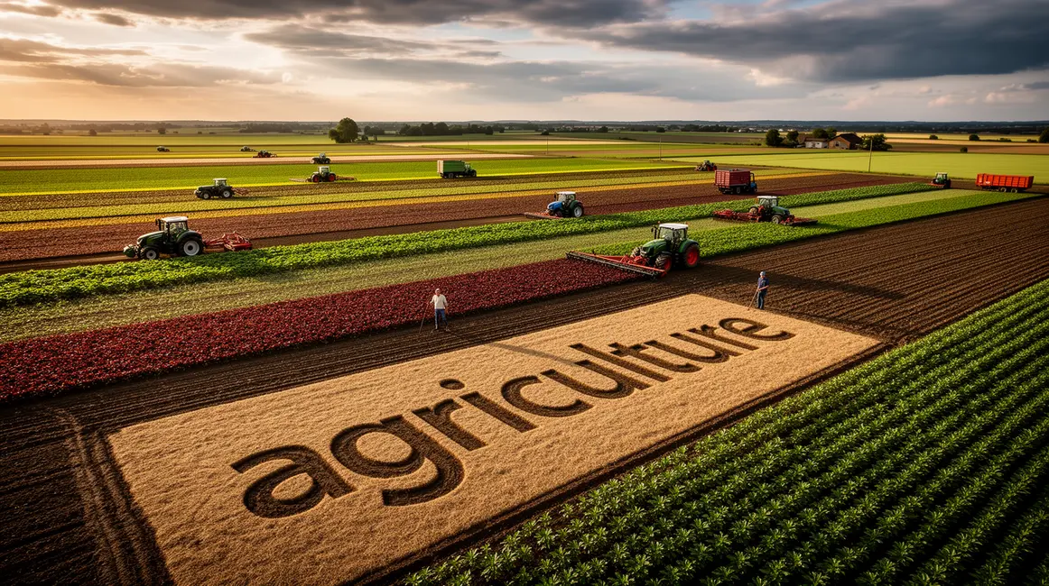 Scène agricole plaine multiculture tracteurs météo 2026