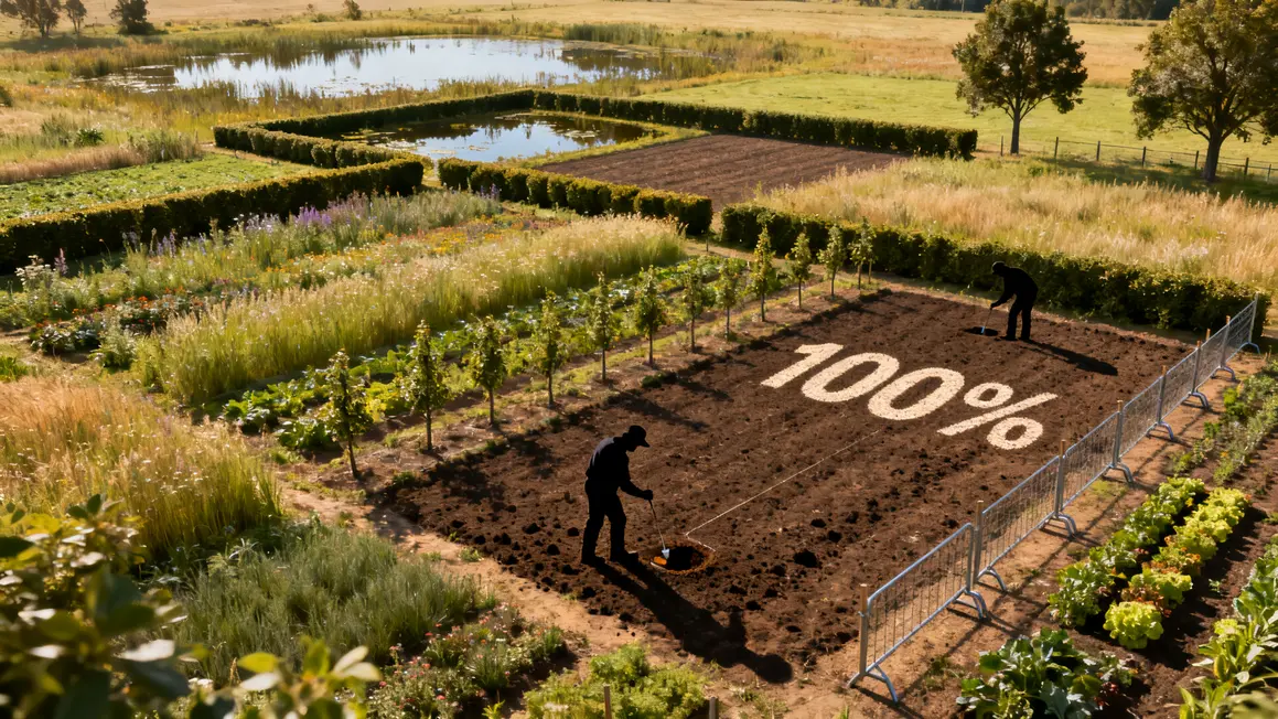 Ferme gestion durable terres avec agroforesterie et tests sol