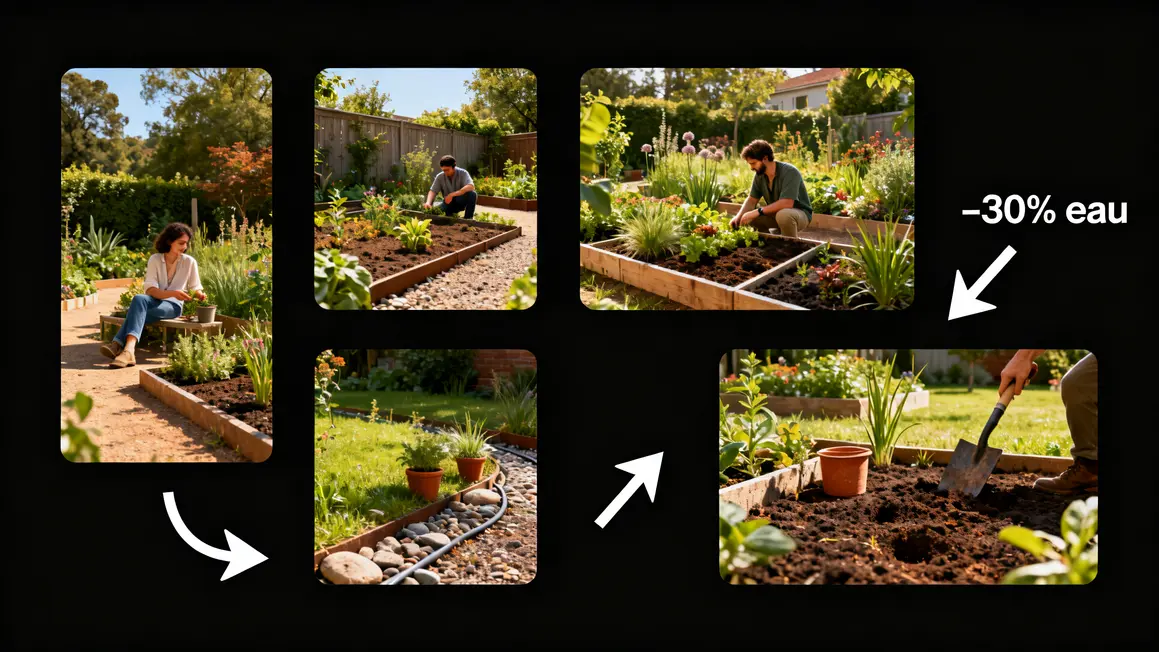 bienfaits paillage potager infographie économies eau herbes
