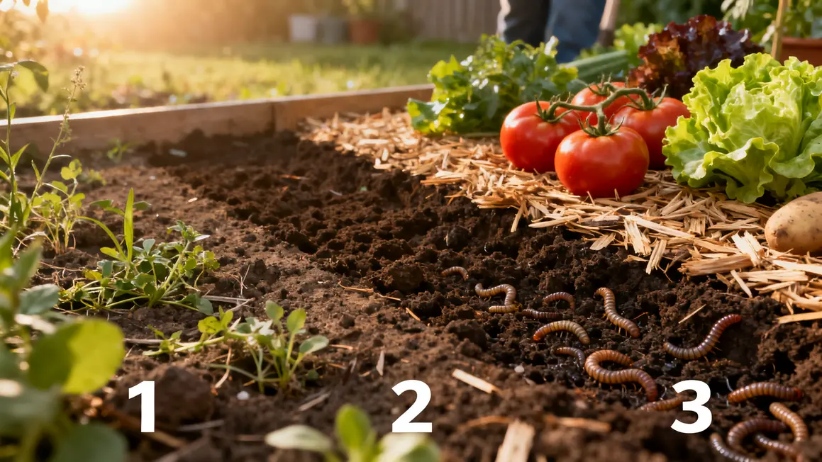 Sol paillé potager avec bénéfices et micro-organismes