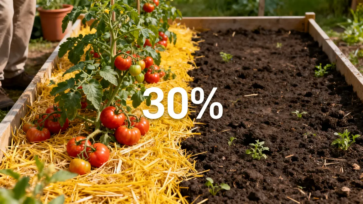 image tomate vigoureuse parcelle paillée 30% humidité