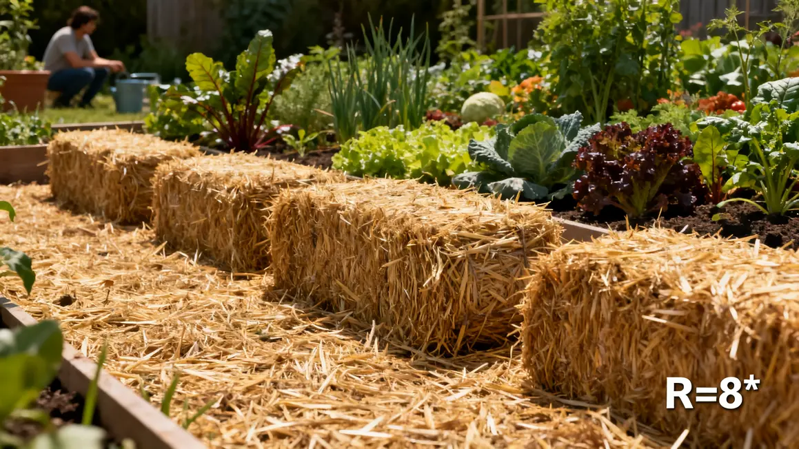 Potager paille avec bottes de paille et legumes R=8