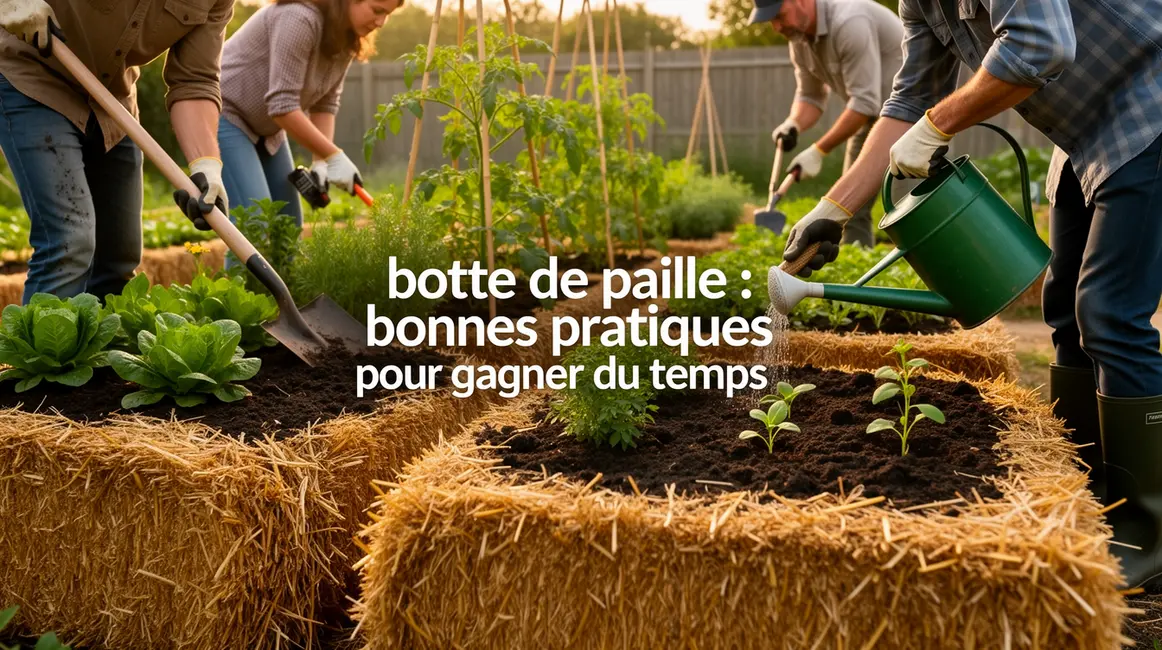 bottes de paille au potager jardiniers outils productivité
