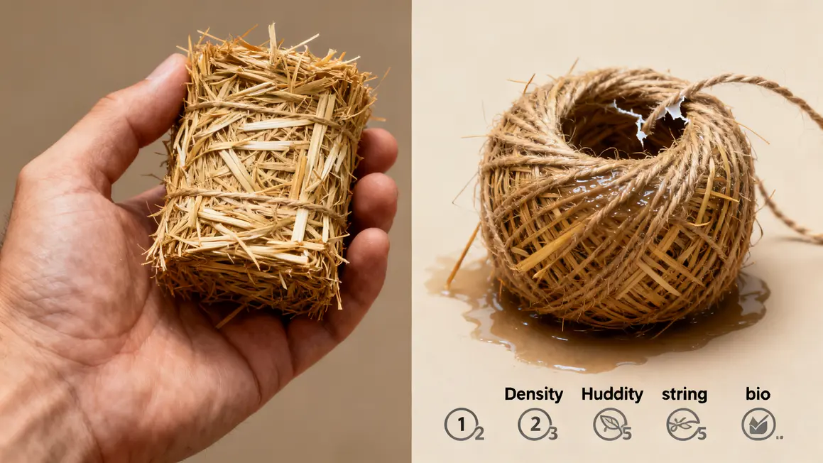 Comparaison botte de paille sèche compacte et botte humide molle