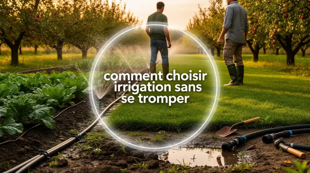 Vue potager pelouse verger systemes irrigation variés