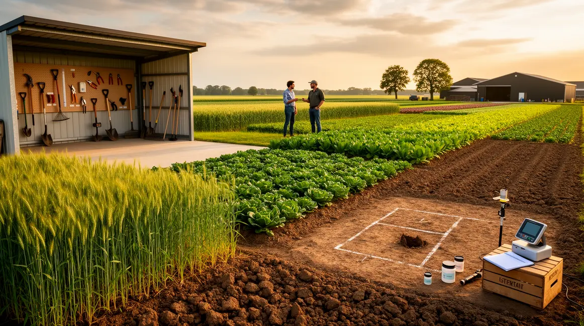 ferme analyse choix agricole photoréaliste
