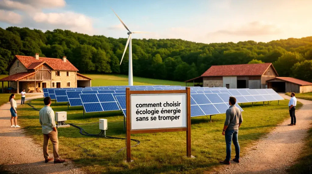 Scène agriculture énergie renouvelable panneaux solaires éolienne