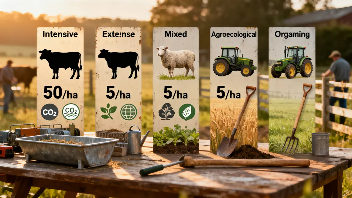 Tableau visuel systemes elevage intensif extensif mixte agroecologique biologique