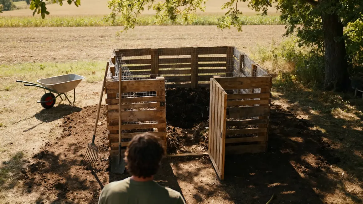 compost agricole palette grillage mi-ombre ferme
