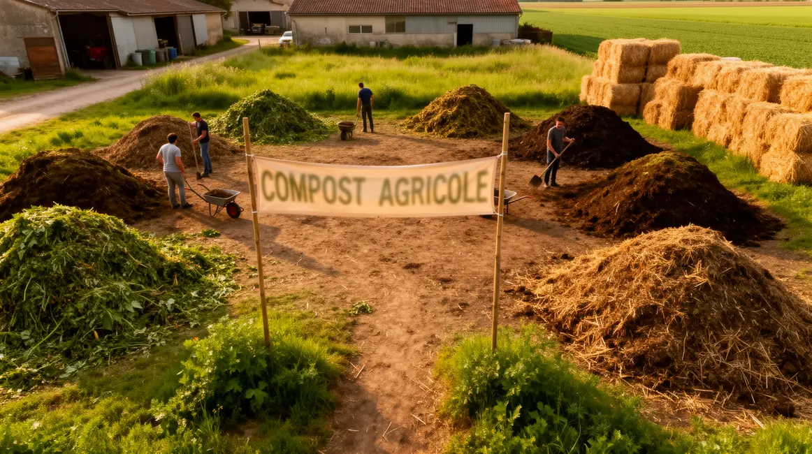 exploitation agricole compost vue aeree