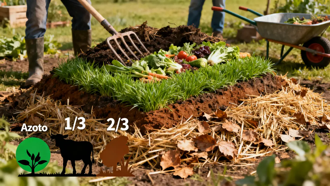 compost agricole couches vertes brunes brouette fourche