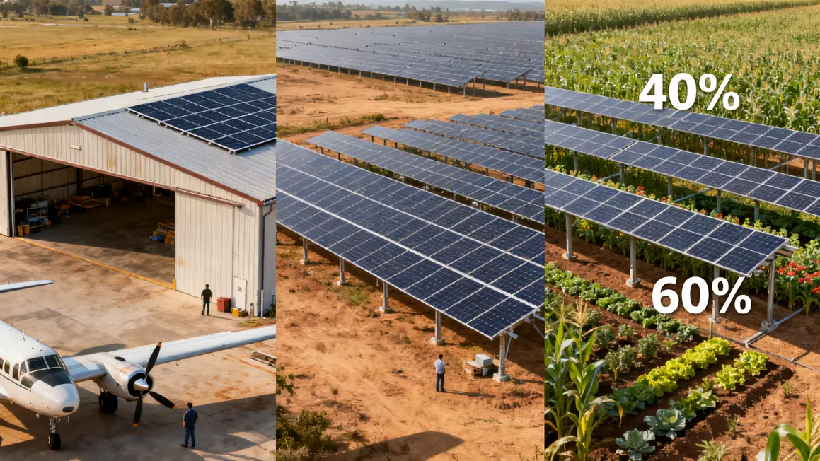 Trois types solaire agricole 2026 panneaux toiture sol agrivoltaïsme