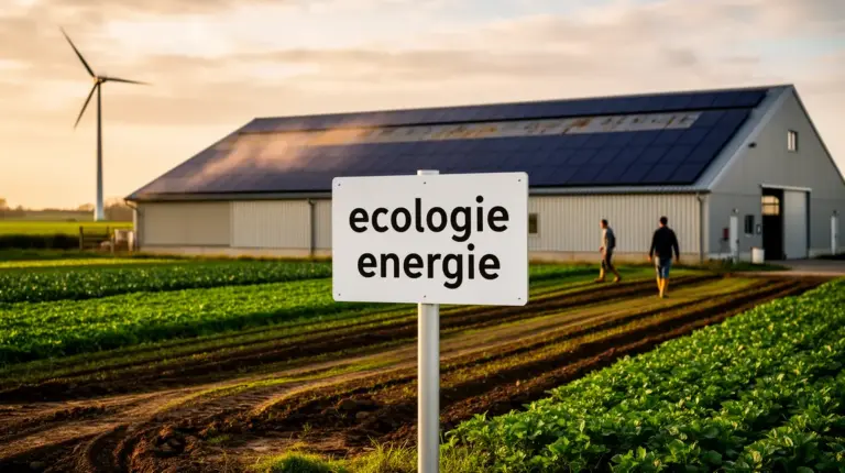 ecologie energie scene exploitation agricole panneaux solaires eolienne