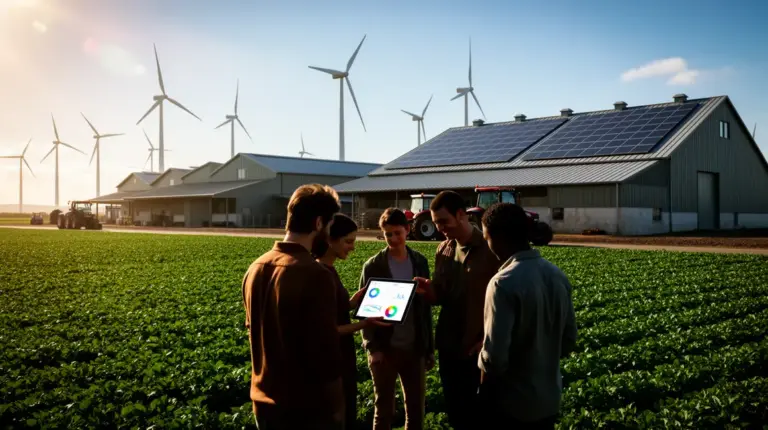 ferme moderne ecologie energie panneaux solaires eoliennes