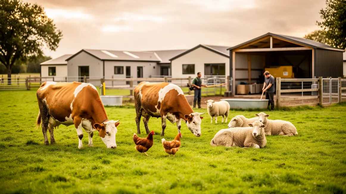 Elevage durable ferme moderne animaux divers plein air