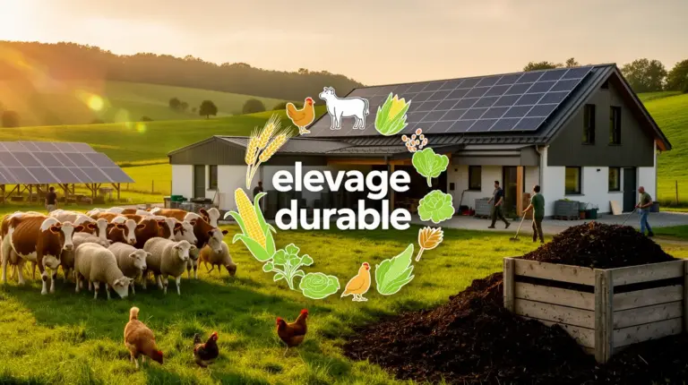 elevage durable ferme moderne cheptel prairies panneaux solaires