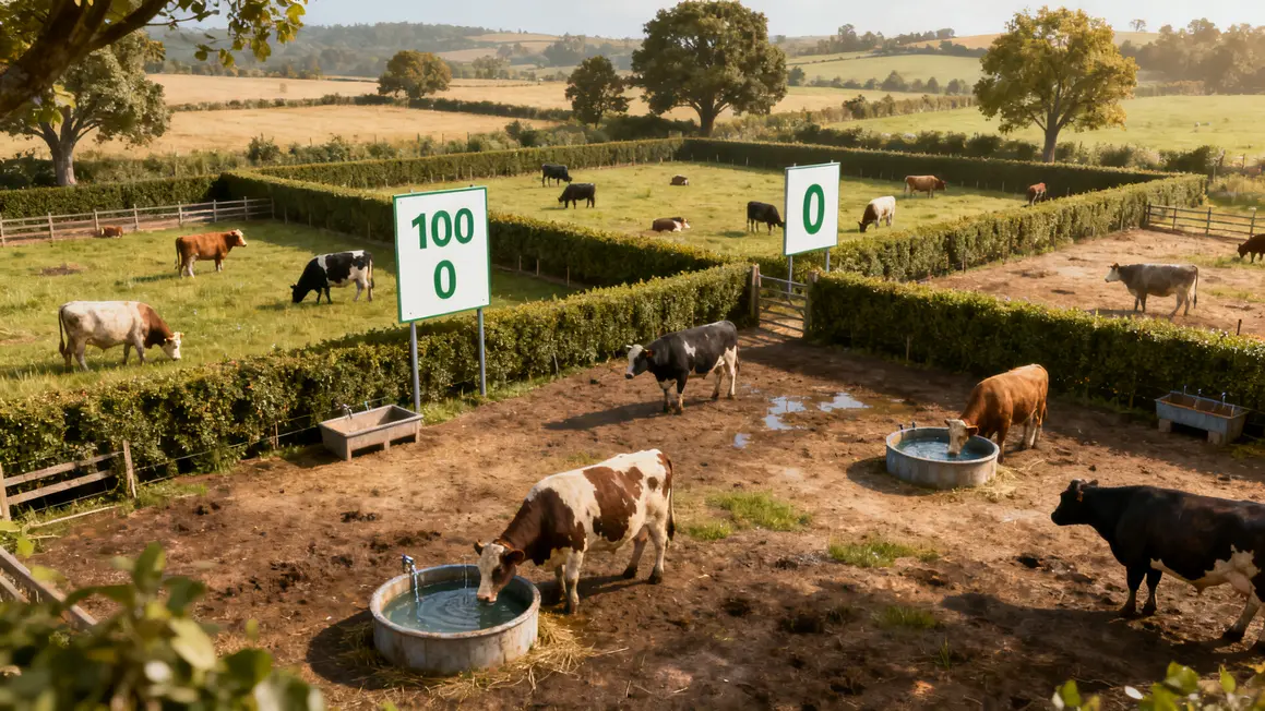 Exemple d'elevage durable, prairie, panneaux autonomie pollution