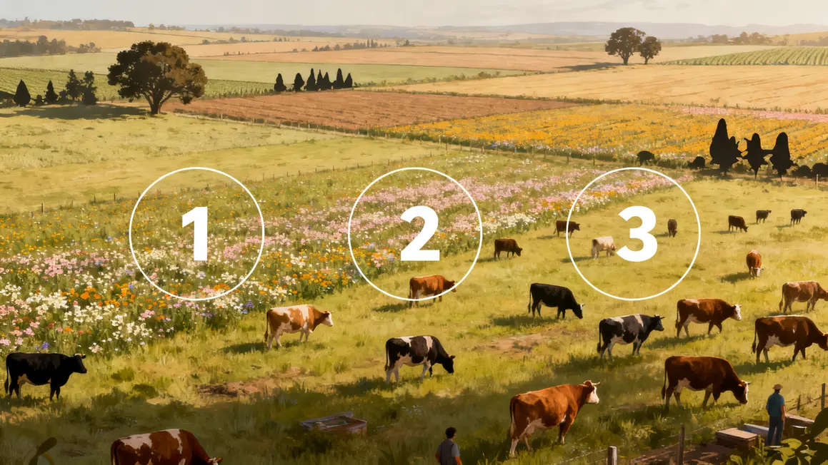 Troupeau vaches prairie cercles ecologie economie social