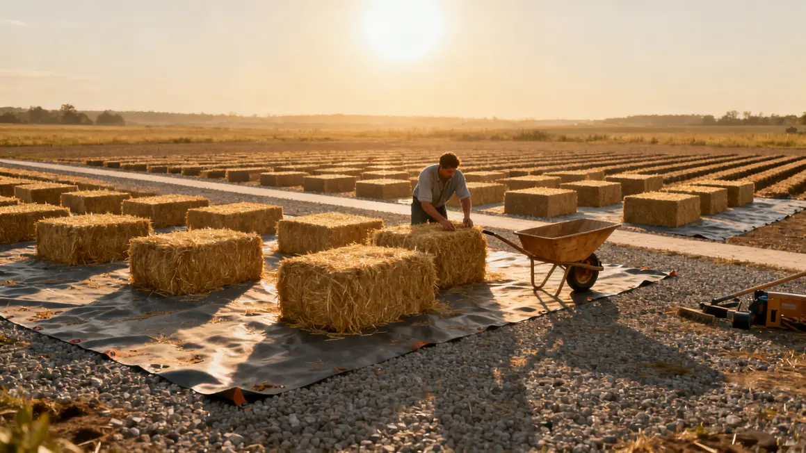 terrain jardin bottes de paille allées préparation efficace