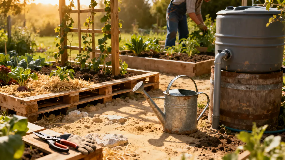 Bacs palettes potager bio arrosage paillage