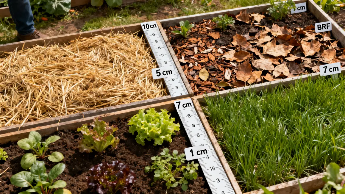Différentes épaisseurs paillis potager types cultures